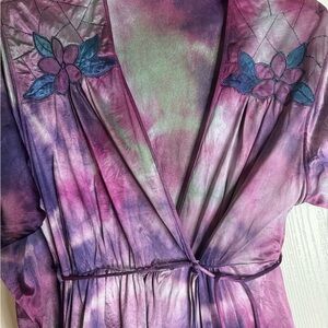 Handmade Silky Tie Dye Wrap Maxi Dress with Double Ties | Secure Fit | Festival